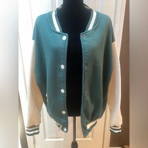 Green and Cream Varsity Letterman Jacket